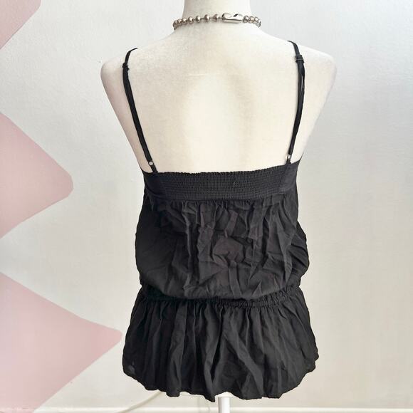 Vintage Y2K Black Embroidered Tank Top Indie Sleaze Soft Grunge Retro Small - Picture 3 of 8